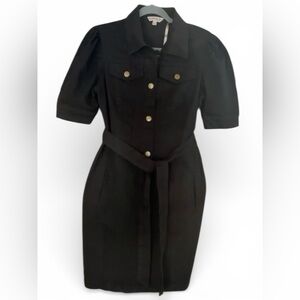 Nannette Lapore Black Mini Denim Dress with Gold Accents 19” P2P